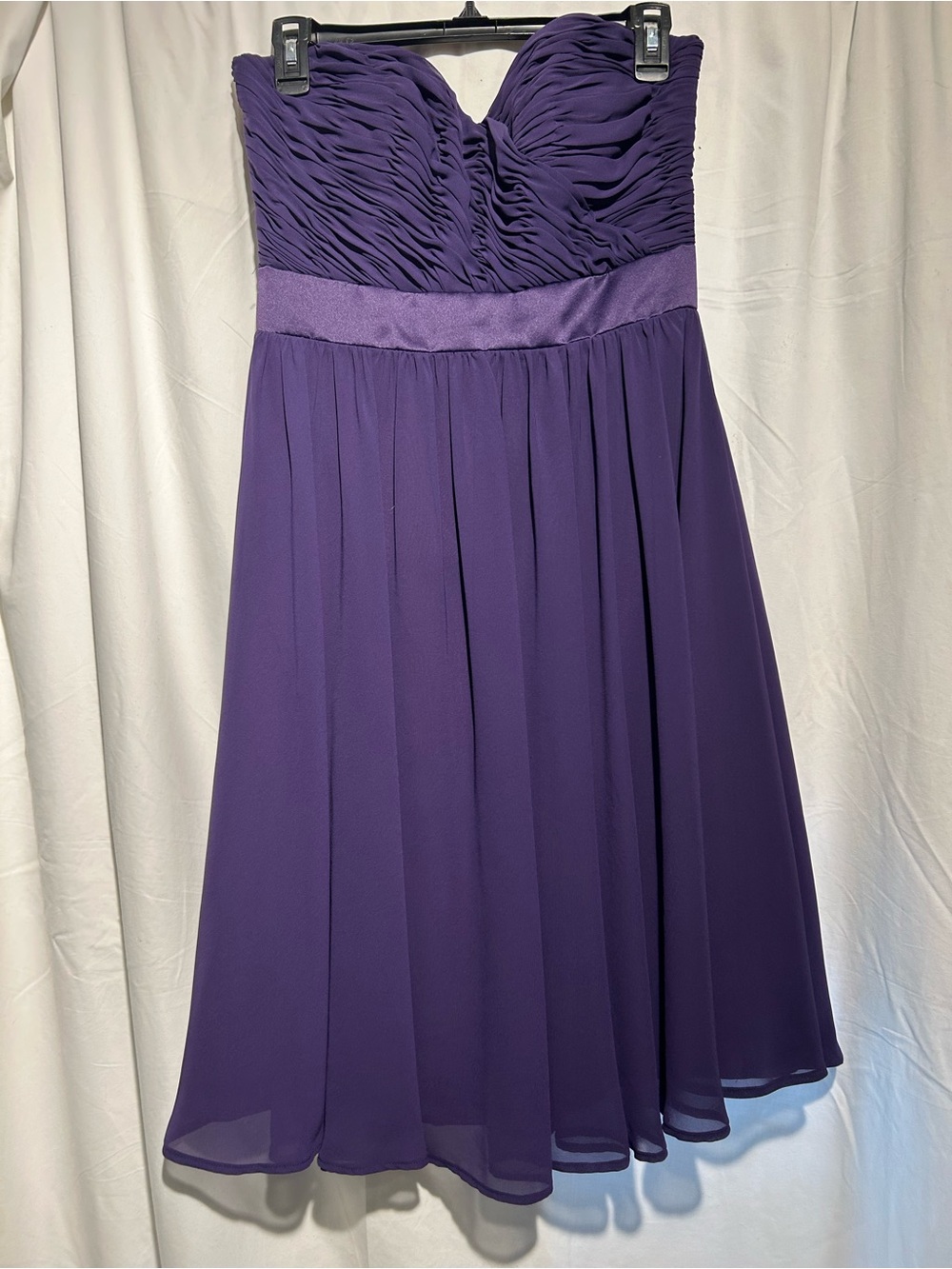 Mori Lee Madeline Gardner purple strapless chiffon formal dress size 7/8